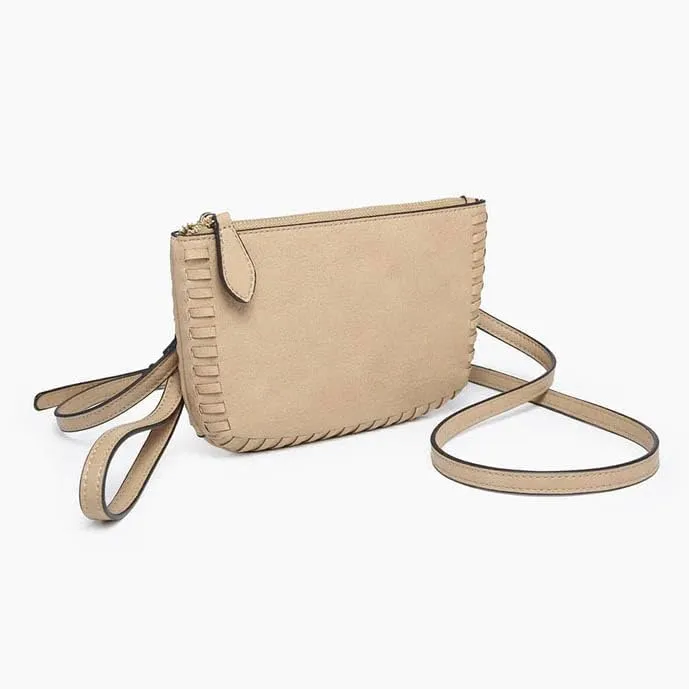 JEN & CO. Bonnie Vegan Leather Small Crossbody Bags Whipstitch Wristlet Wallets Clutch Purses Shoulder Handbag for Women