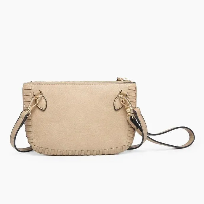JEN & CO. Bonnie Vegan Leather Small Crossbody Bags Whipstitch Wristlet Wallets Clutch Purses Shoulder Handbag for Women