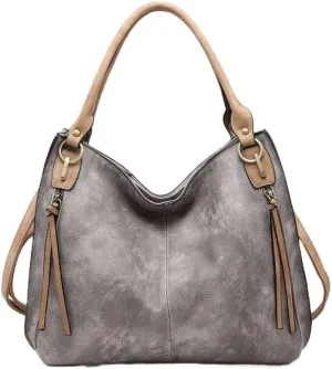 JEN & CO. Connar Distressed Large Leather Tote Bag for Women - Vegan Leather Purse Tote Bag, Adjustable Shoulder Strap