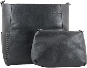 JEN & CO. Penny Bucket Bag for Women - Trendy Vegan Leather Crossbody Purse Bags, Boho Handbag, Side Pockets