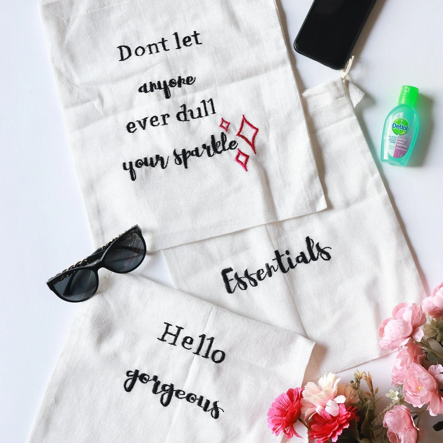 Jute Cotton Embroidered Essential Bags