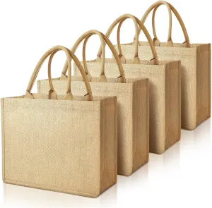 Jute Tote Bags, Burlap Bags with Laminated Interior and Soft Handles