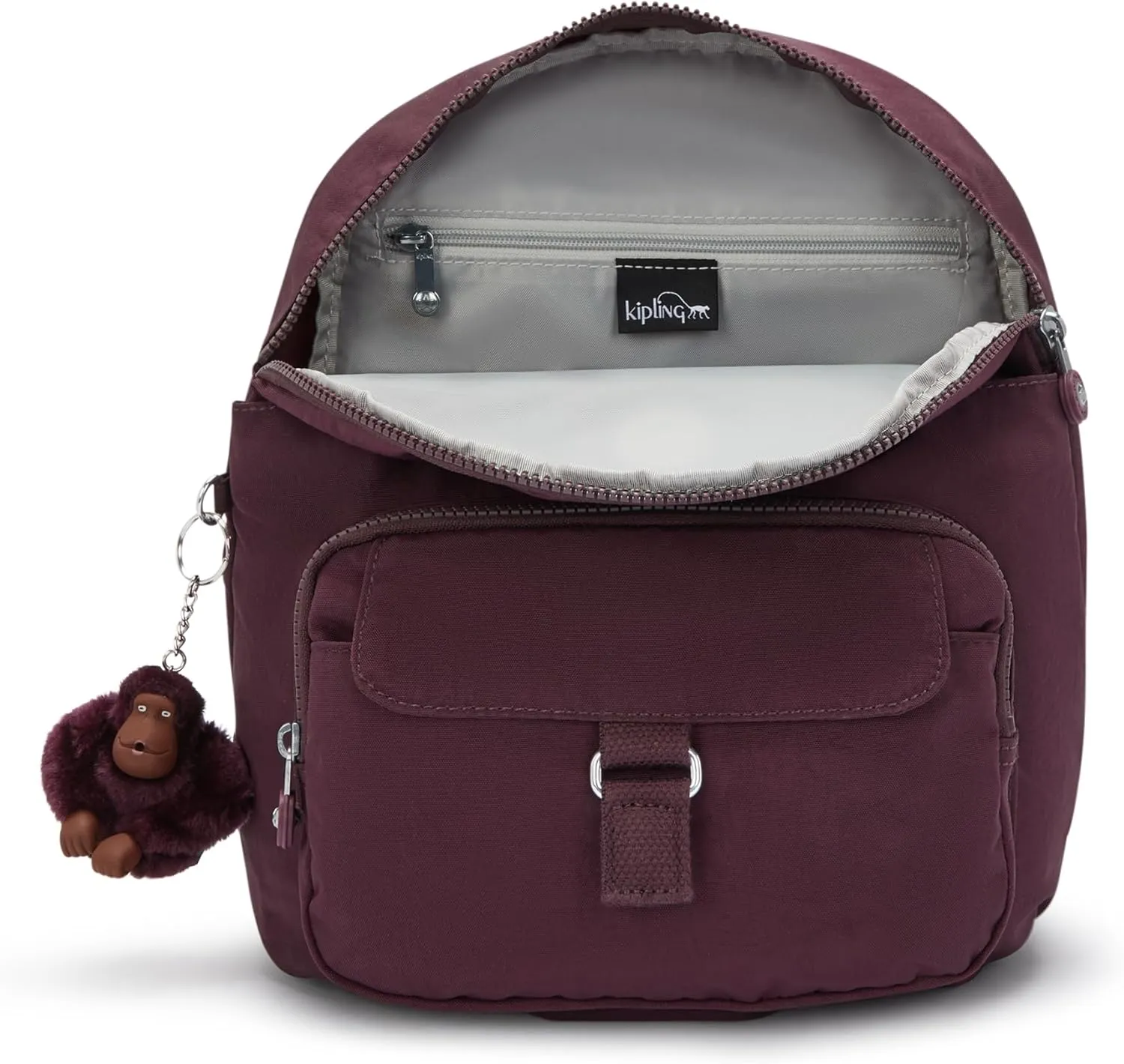 Kipling Women's Queenie Backpack, Adjustable Backpack Straps, Monkey Keychain, Key Clasp, Top Carry Handle