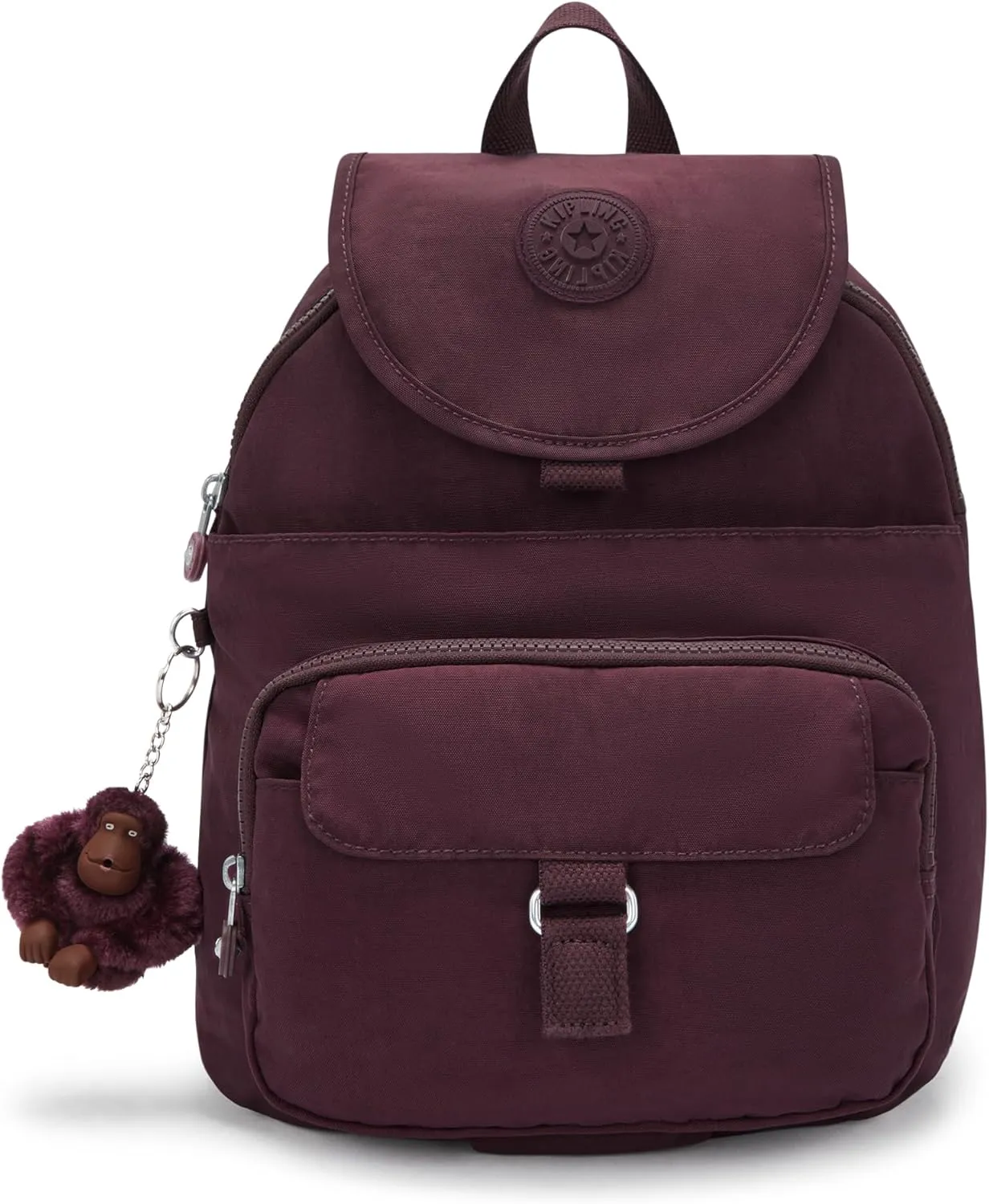 Kipling Women's Queenie Backpack, Adjustable Backpack Straps, Monkey Keychain, Key Clasp, Top Carry Handle