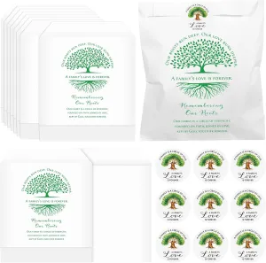 Kolldenn 100 Pcs Family Reunion Favors Family Tree Mini Paper Bags Remembering Our Roots Small Kraft Bags with 100 Stickers for Cookies Snacks Gathering Reunion Theme Party Decorations