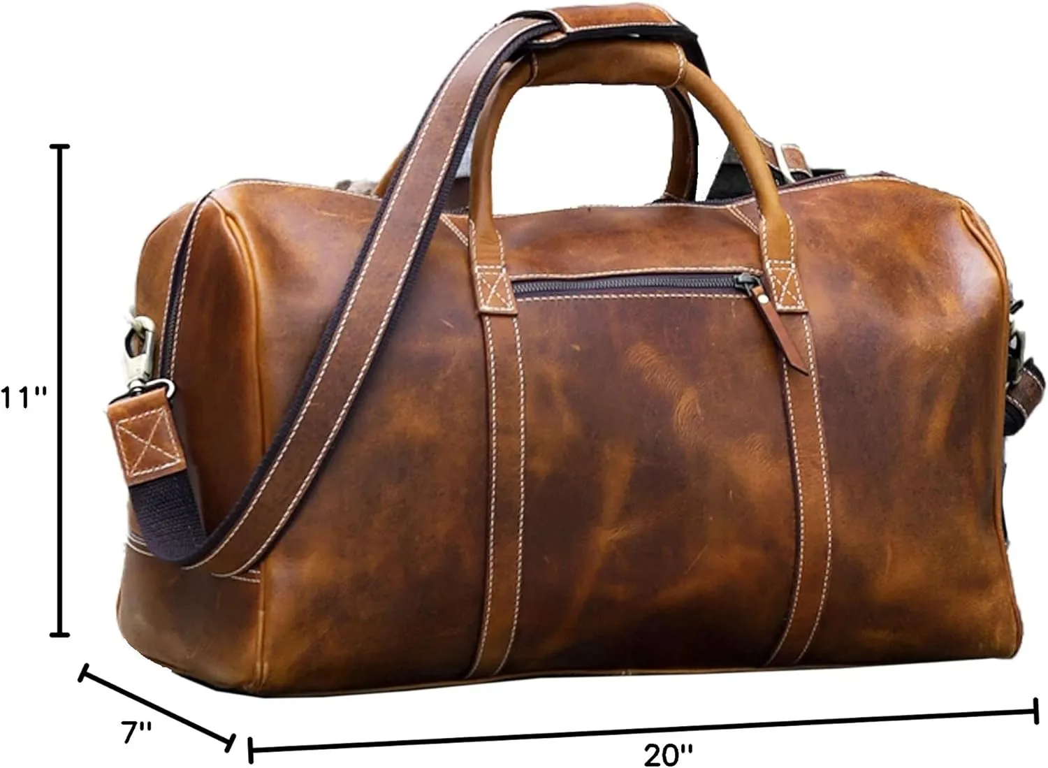 KomalC Leather Duffel Bags for Men and Women Full Grain Leather Travel Overnight Weekend Leather Bags Sports Gym Duffel for Men (Tan, 20 Inch)
