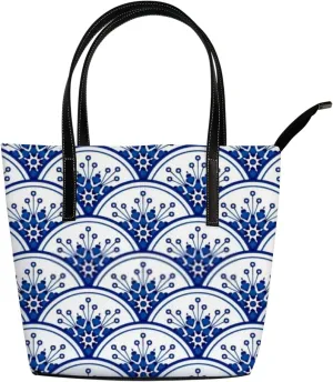 Kuizee Tote Handbag Shoulder Bags Zipper Blooming Cherry Japanese Sakura Rose Pink Big Capacity