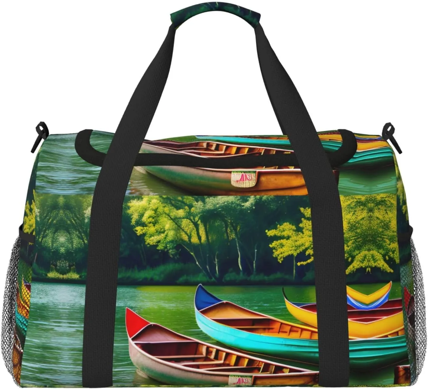 Lake With Boats Canoes Park Weekender Bags, Personal Item Travel Bag For Cruise Ship Trips, Essential For Packing Light