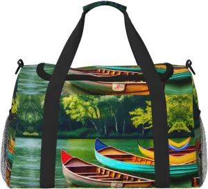 Lake With Boats Canoes Park Weekender Bags, Personal Item Travel Bag For Cruise Ship Trips, Essential For Packing Light