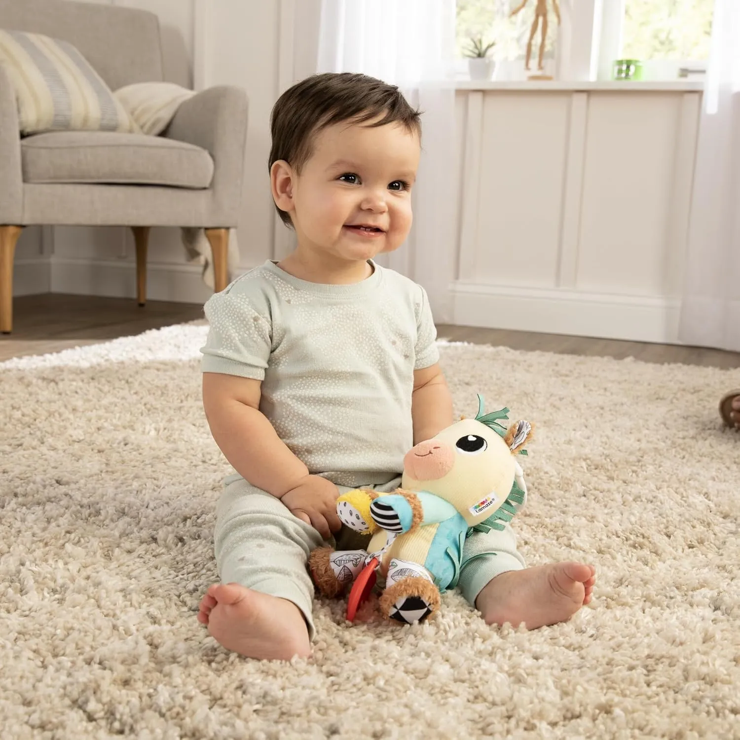 LAMAZE Carson Clydesdale Horse Clip On Stroller Toy - Baby Sensory Toys with Crinkle and Chime Sounds - Includes Clip for On-The-Go Stroller or Car Seat Play - Ages 0 Months and Up