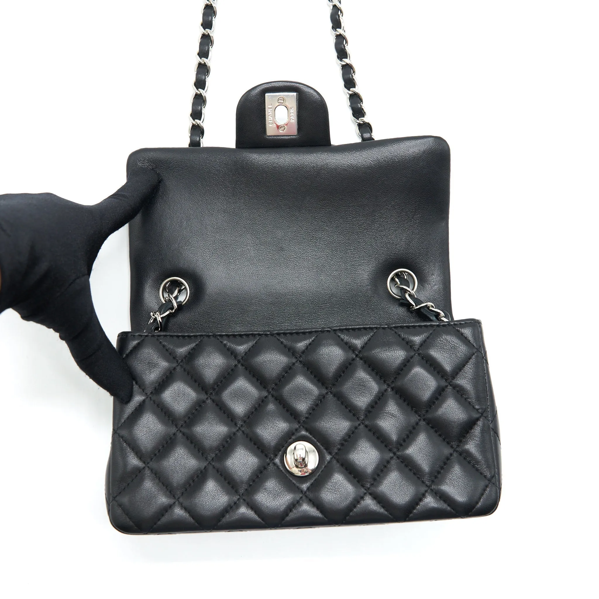 Lambskin Mini Rectangular Convenient Black Seamless integration Chanel