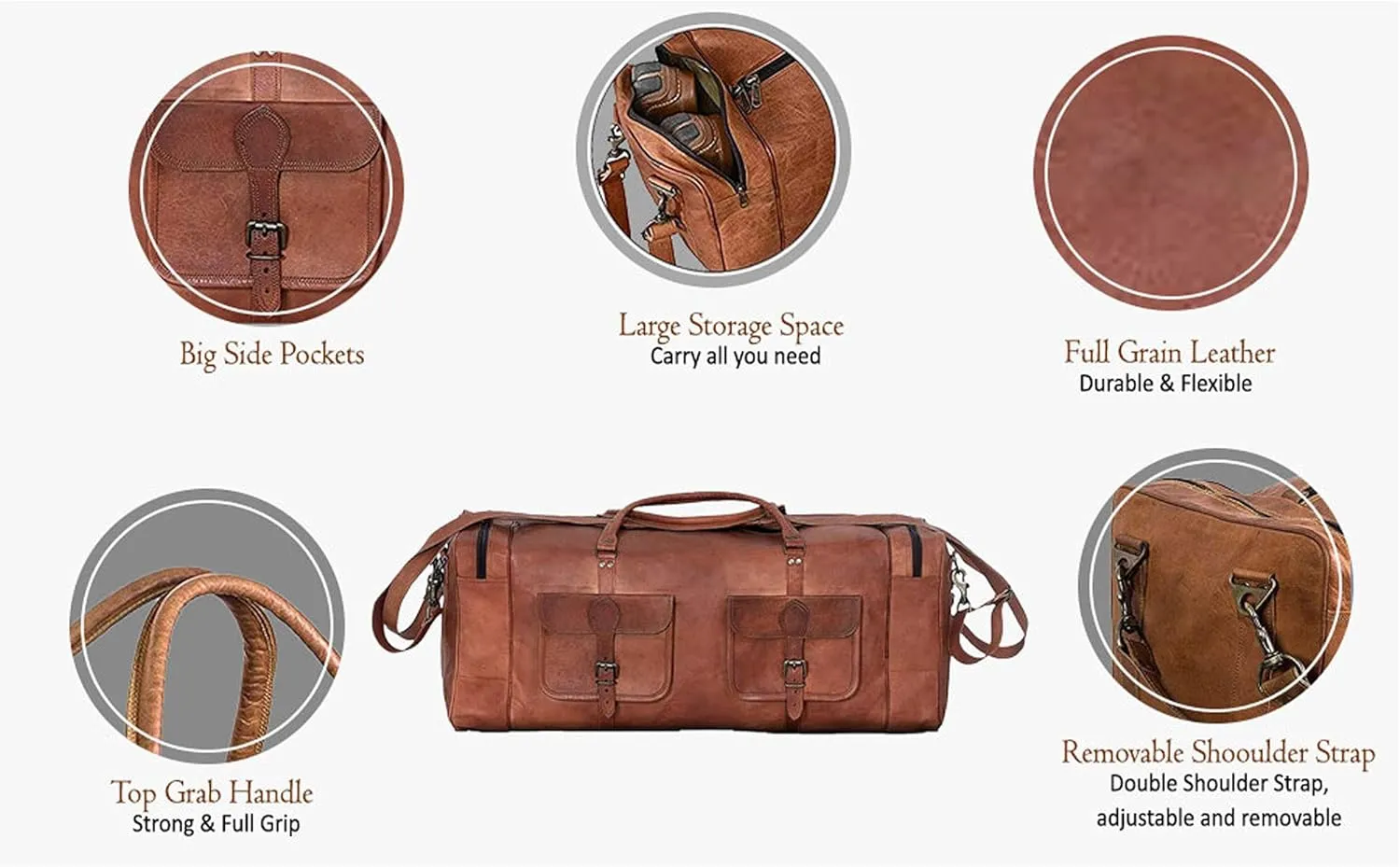 Large 32 inch duffel bags for men holdall leather travel bag overnight gym sports weekend bag