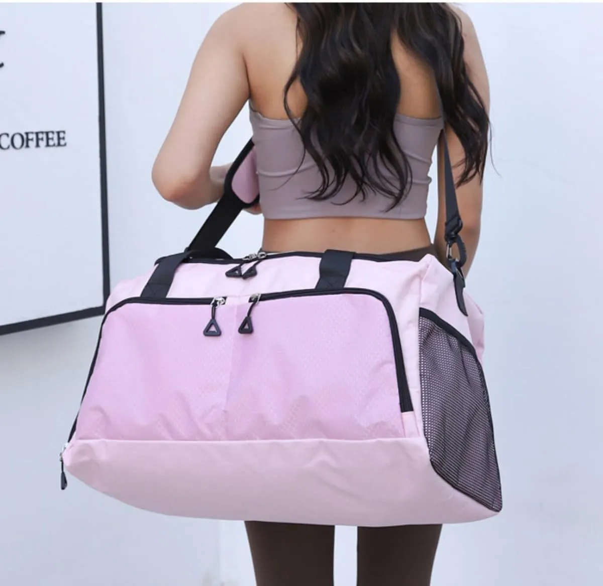 Large capacity men's and women's fitness bags, weekend overnight travel luggage bags, personal belongings travel bag, handbags, fitness dance bag (Cherry Blossom)