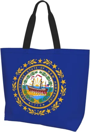 Large Capacity Shoulder Totebag New Hampshire state flag Print Water-Resistant Lightweight Spacious for Daily Use