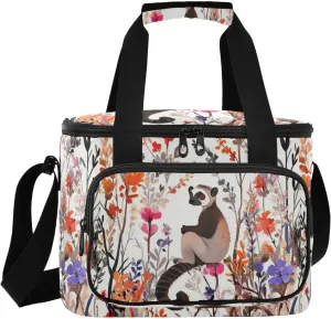 Large Lunch Bag Animal Lemurs Flower Insulated Cooler Box For Women Men Picnic Camping Beach Handbag 24-Can (18L)