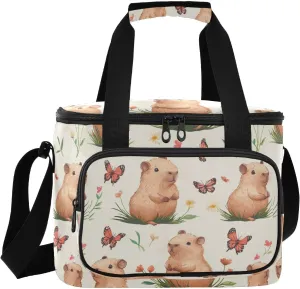 Large Lunch Bag Capybara Butterfly Cute Insulated Cooler Box for Women Men Picnic Camping Beach Handbag 24-Can (18L)