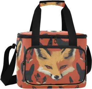 Large Lunch Bag Cartoon Cool Fox Insulated Cooler Box For Women Men Picnic Camping Beach Handbag 24-Can (18L)