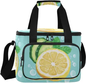 Large Lunch Bag Cucumber Fruit Vegetable Lemon Insulated Cooler Box for Women Men Picnic Camping Beach Handbag 24-Can (18L)