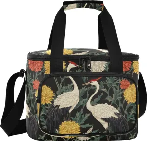 Large Lunch Bag Flower Crane Insulated Cooler Box For Women Men Picnic Camping Beach Handbag 24-Can (18L)