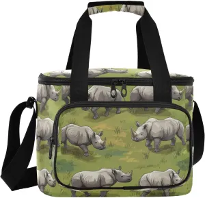 Large Lunch Bag Rhinocero Animal Glass Insulated Cooler Box For Women Men Picnic Camping Beach Handbag 24-Can (18L)