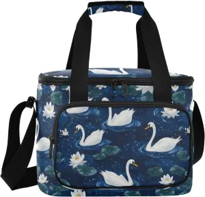 Large Lunch Bag Swans Duck Flower Insulated Cooler Box For Women Men Picnic Camping Beach Handbag 24-Can (18L)