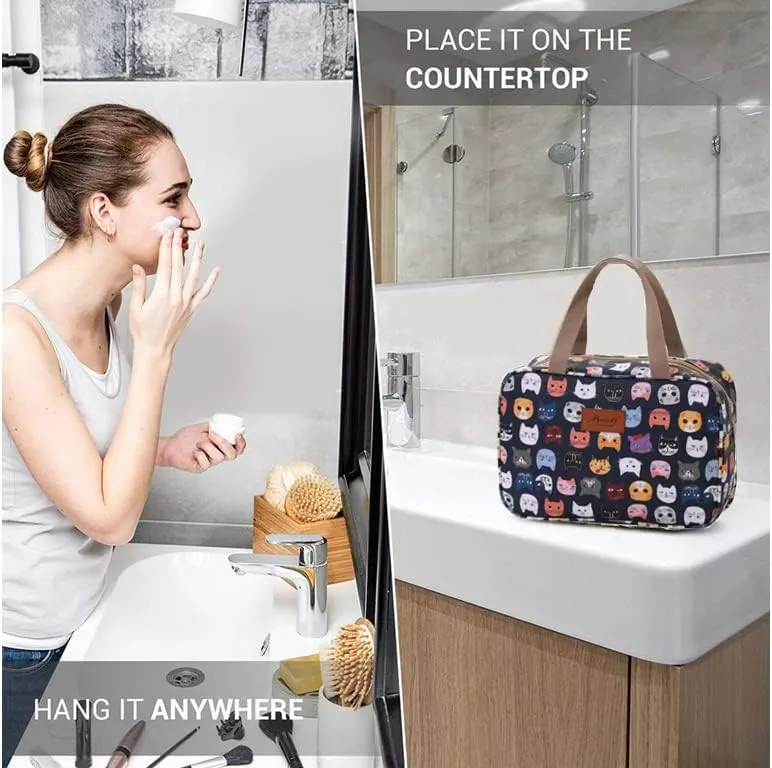 Large Makeup Bag Toiletry Bag for Women Make Up Bag Cosmetic Bag Toiletries Bag Brush Bags for Traveling (Cute Cat)