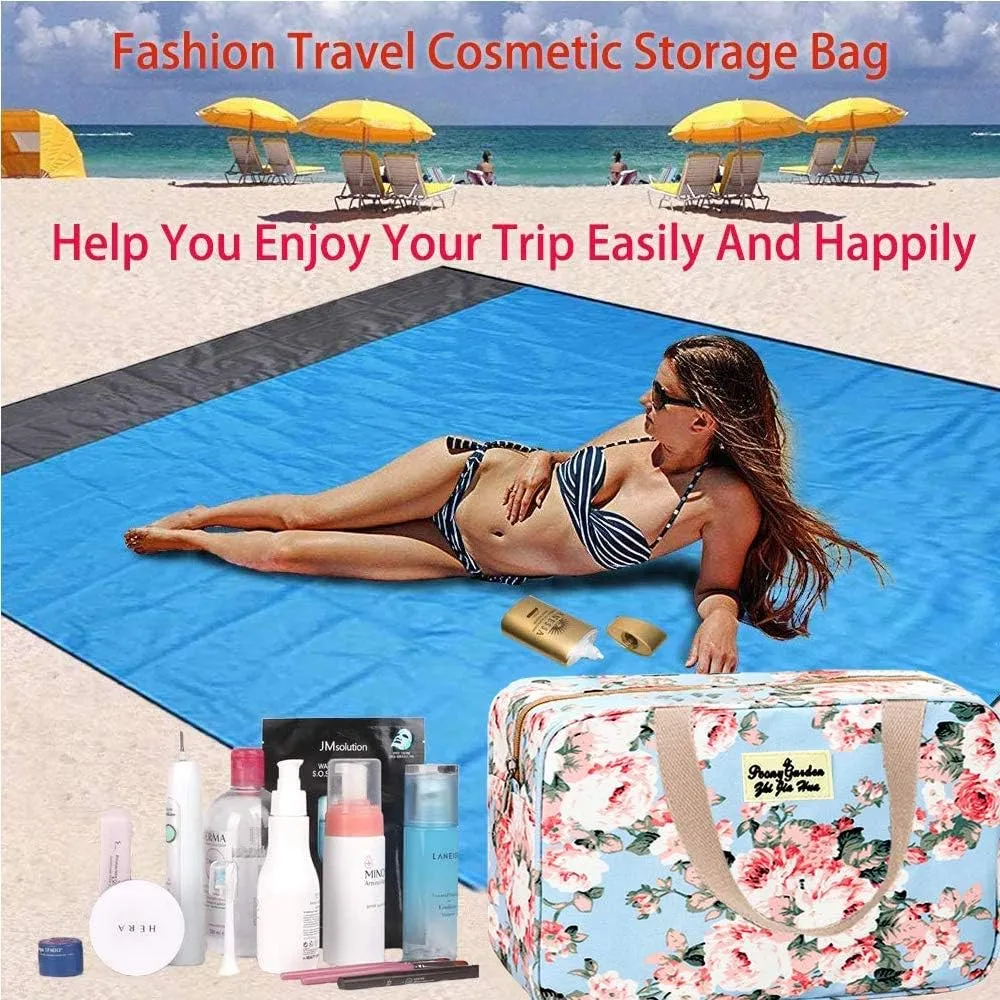 Large Makeup Bag Toiletry Bag for Women Make Up Bag Cosmetic Bag Toiletries Bag Brush Bags for Traveling (Peony Flower)