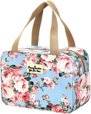 Large Makeup Bag Toiletry Bag for Women Make Up Bag Cosmetic Bag Toiletries Bag Brush Bags for Traveling (Peony Flower)