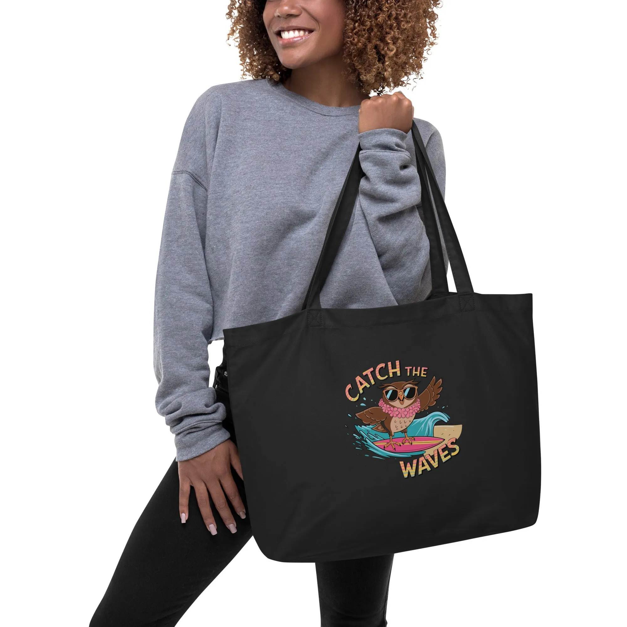Large Organic Tote Bag: Owl Themed Spacious, Sustainable, and Durable for Everyday Use