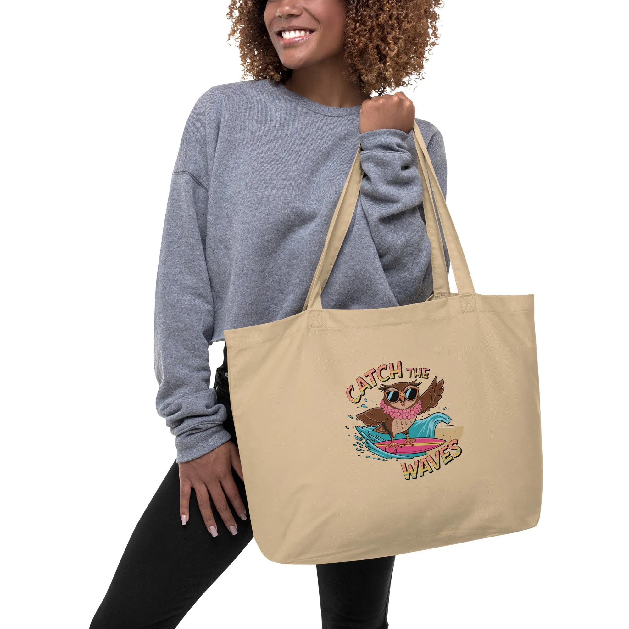 Large Organic Tote Bag: Owl Themed Spacious, Sustainable, and Durable for Everyday Use