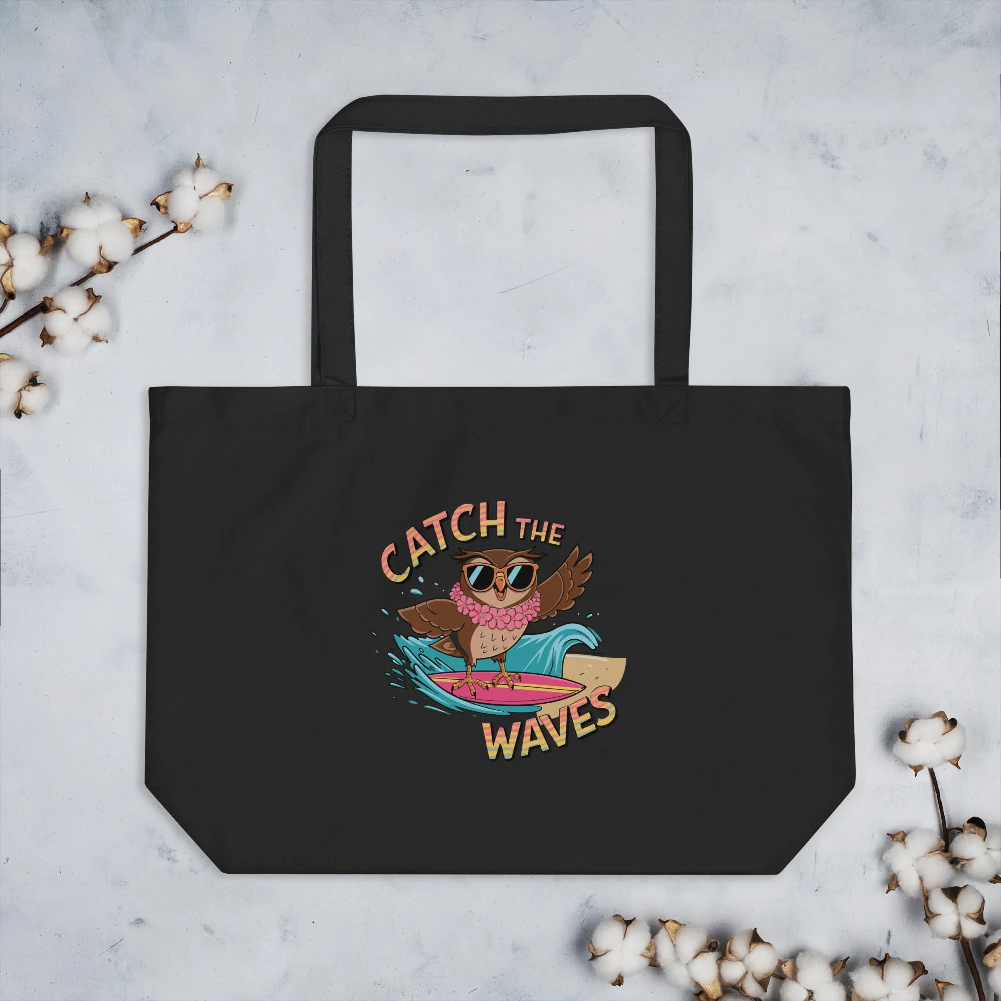 Large Organic Tote Bag: Owl Themed Spacious, Sustainable, and Durable for Everyday Use
