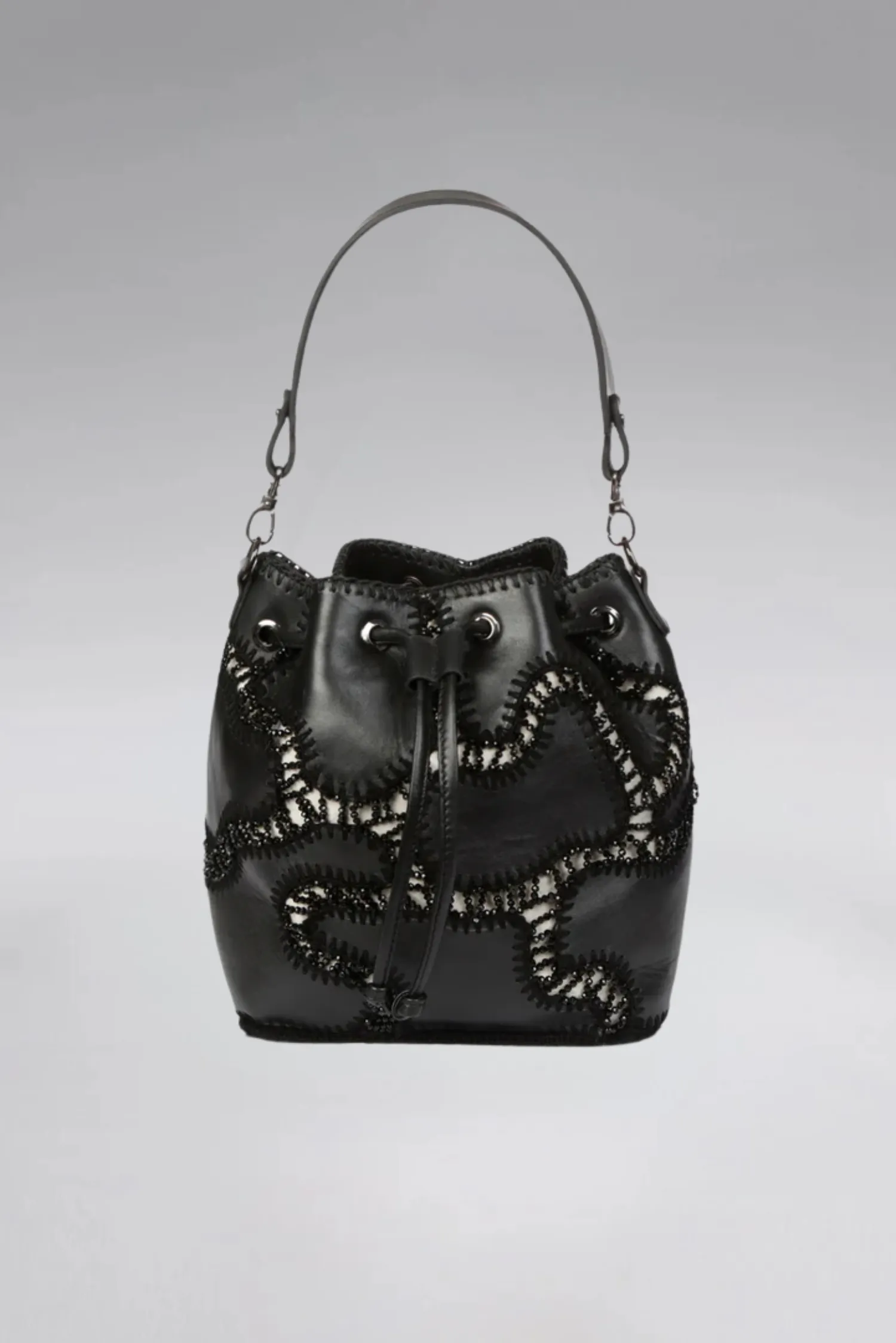 Large Patchy Leather Bucket Bag