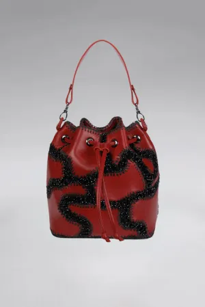 Large Patchy Leather Bucket Bag