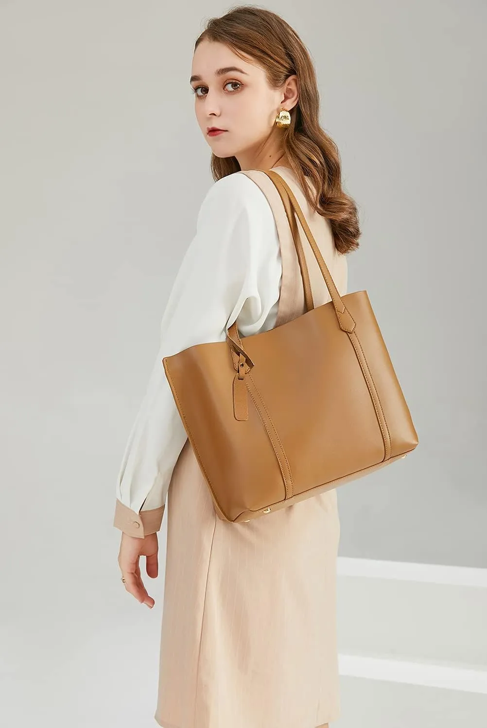 Large Tote Bags for Women Lightweight Shoulder Bags for Work PU leather Casual Ladies Purse