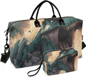 Large Travel Duffel Bag, Dinosaur Roar Scary Sport Tote Gym Bags, Shoulder Weekender Overnight Bags for Women Men, Carry On Luggage with Toiletry Bag
