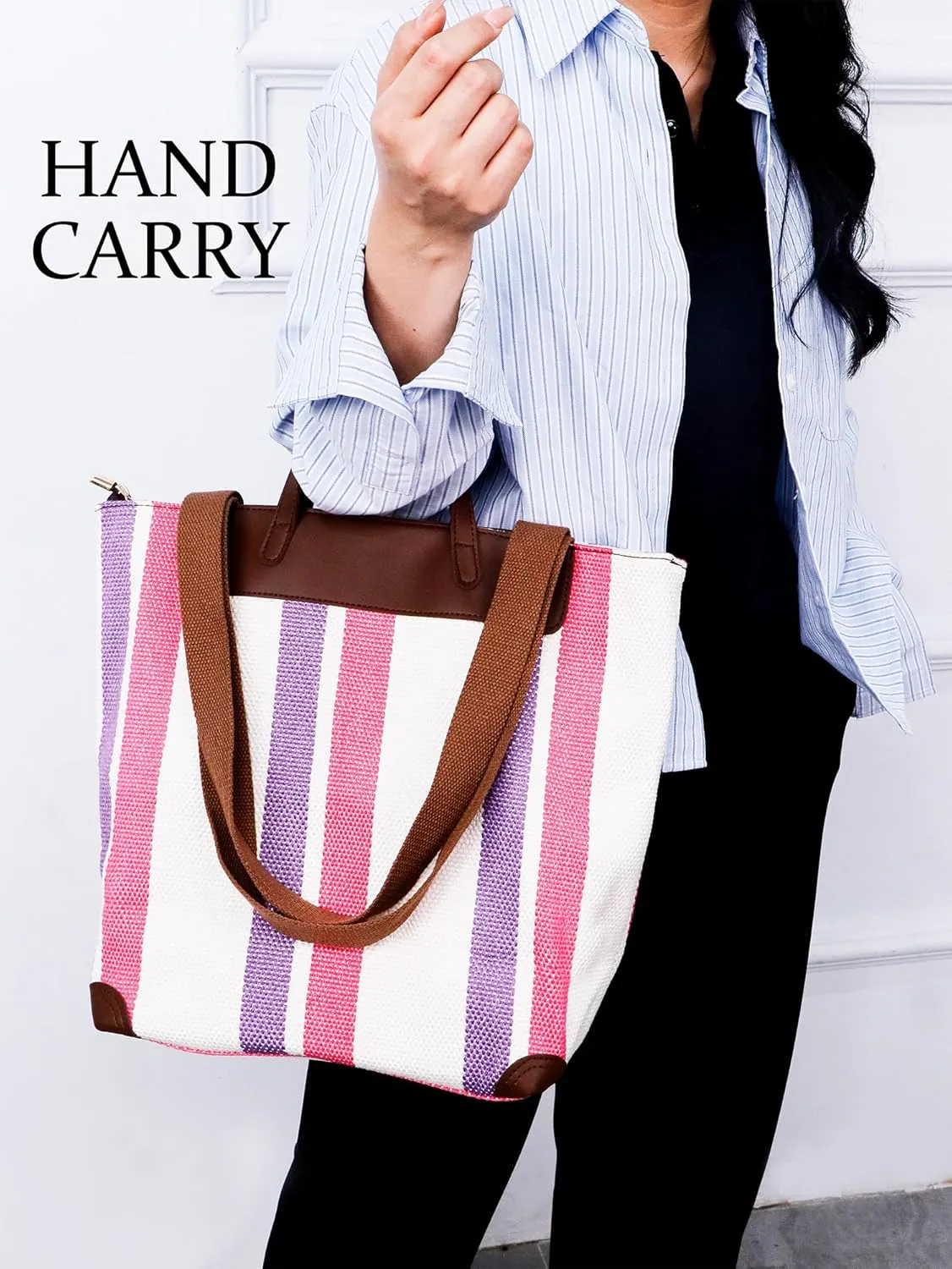 Large Women's Work Tote Bag – Laptop Compartment,Canvas Shoulder Bag for Office & Daily Use,Tote Bag with Spacious Storage