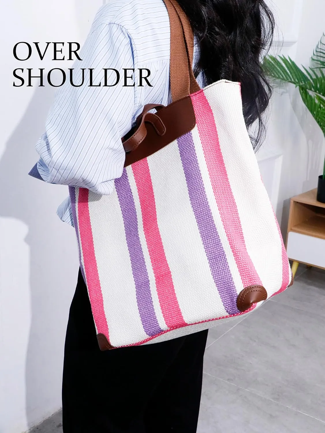 Large Women's Work Tote Bag – Laptop Compartment,Canvas Shoulder Bag for Office & Daily Use,Tote Bag with Spacious Storage