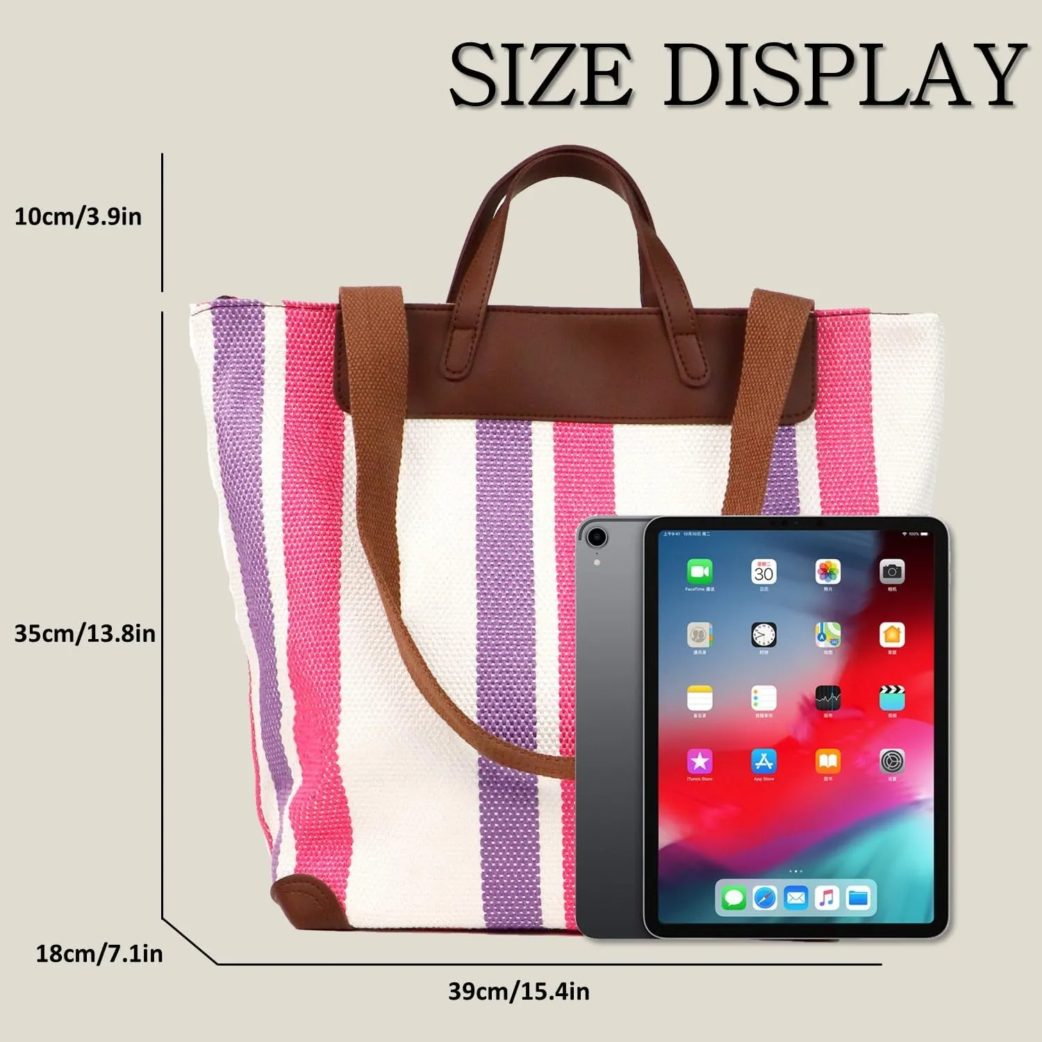 Large Women's Work Tote Bag – Laptop Compartment,Canvas Shoulder Bag for Office & Daily Use,Tote Bag with Spacious Storage