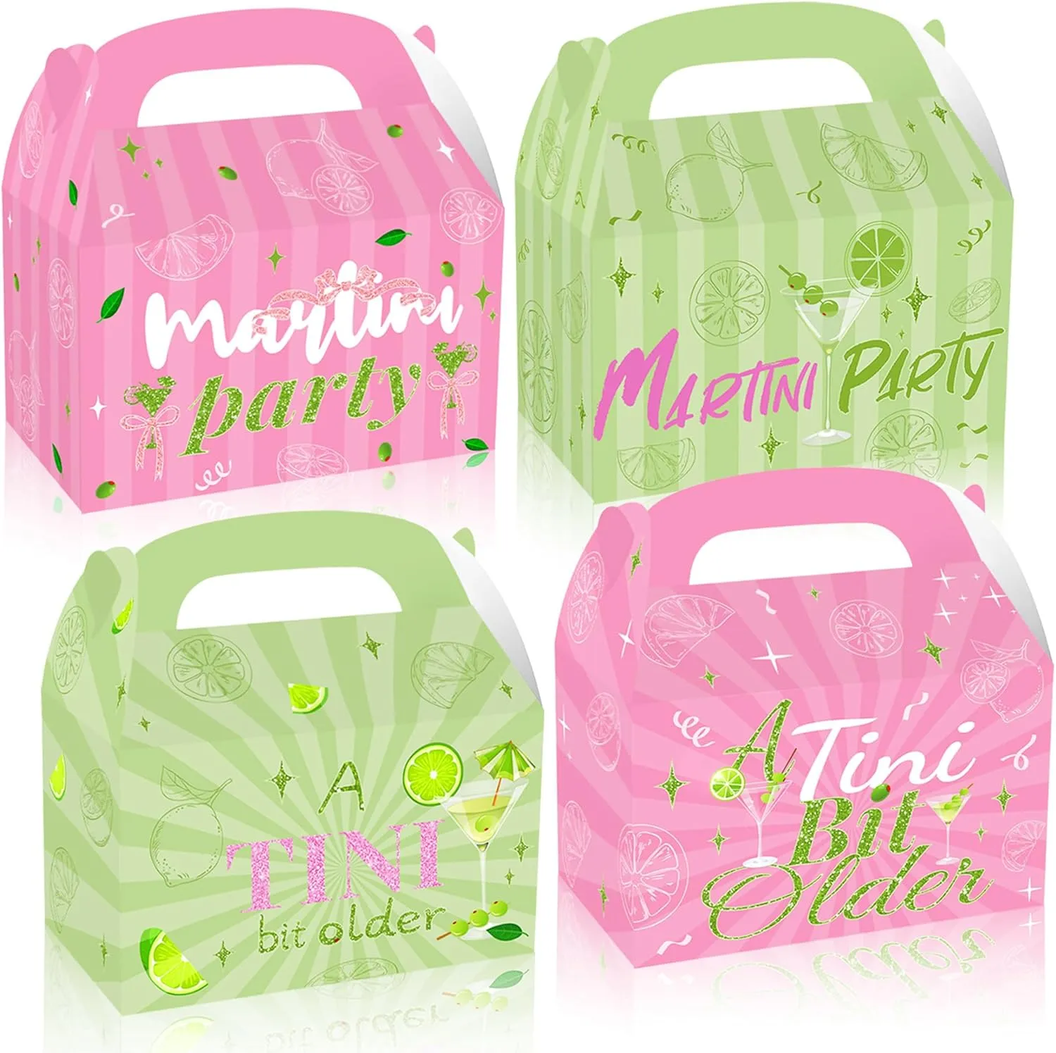 LaVenty A Tini Bit Older Party Favor Boxes Treat Bags Goodis Bags Martini Bar Party Decorations Weenies and Tinis Decor for Bachelorette Party Birthday Decorations