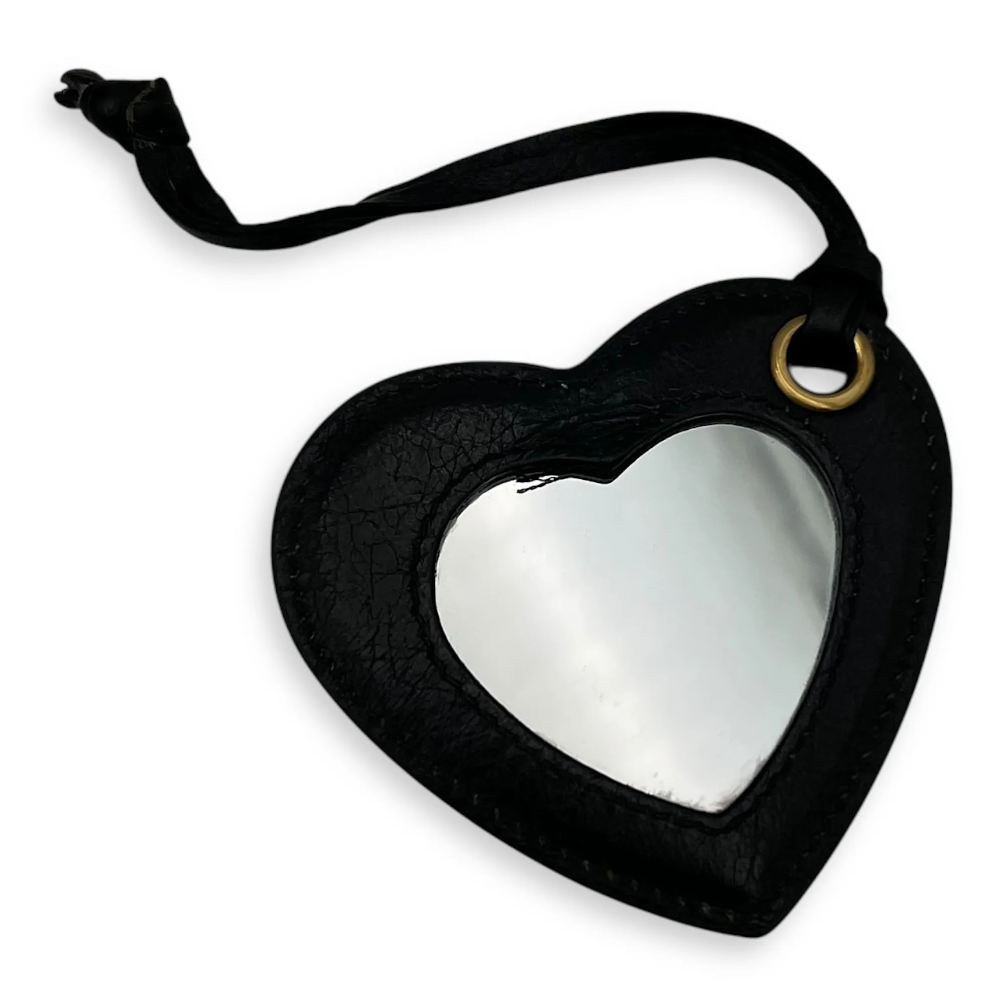 Le Cagole Shoulder Bag Black in Distressed Leather, Gold hardware