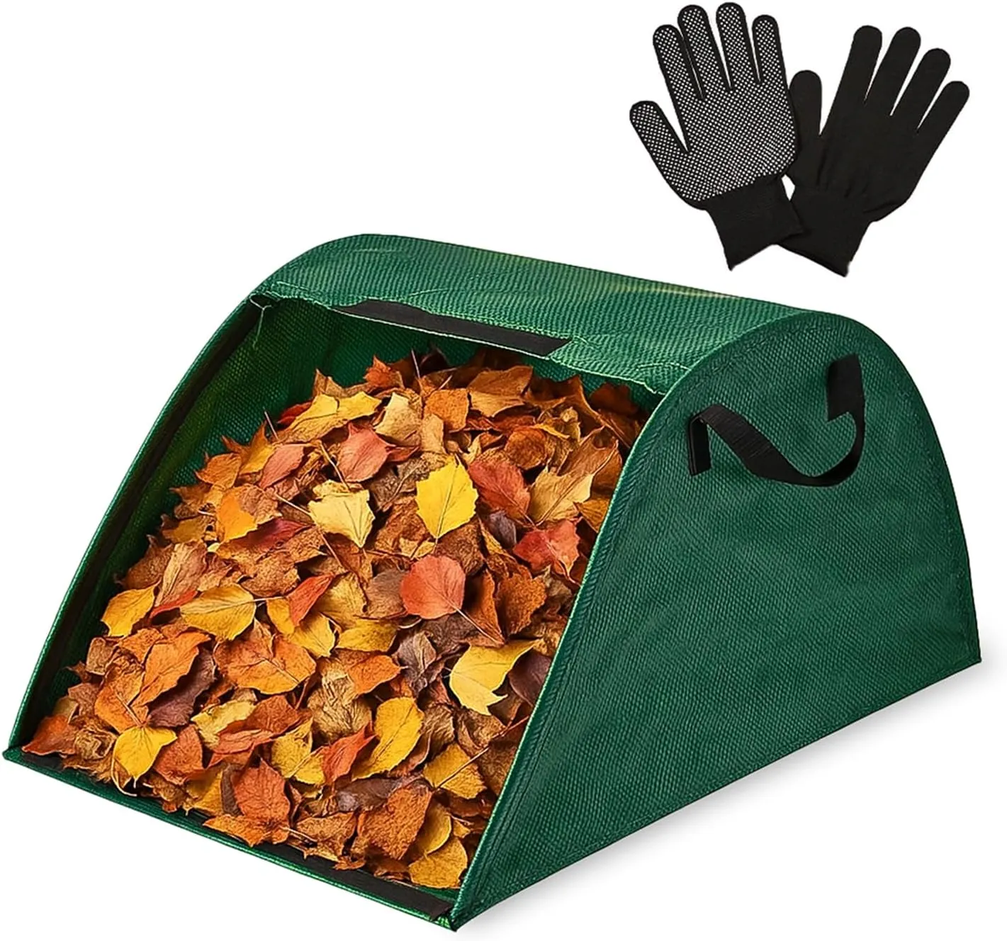 Leaf Collector Bag with Gardening Gloves – 100L Leaf Collector and Leaf Cleanup for Yard, Leaf Bag for Leaves and Leaf Scooper with Garden Waste Bag, Easy Leaves Collector