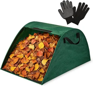 Leaf Collector Bag with Gardening Gloves – 100L Leaf Collector and Leaf Cleanup for Yard, Leaf Bag for Leaves and Leaf Scooper with Garden Waste Bag, Easy Leaves Collector