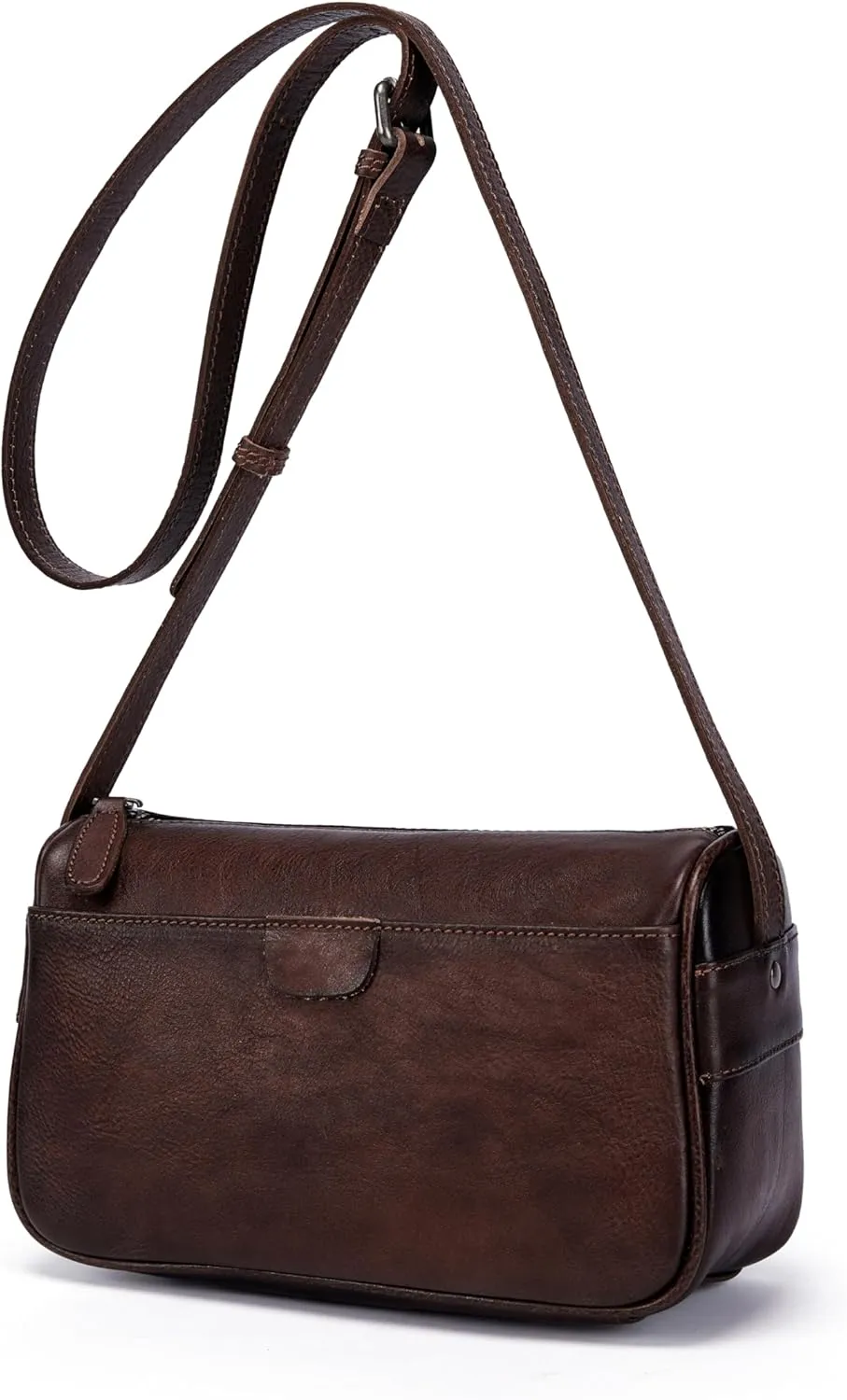 Leather Crossbody Bags for Women, Vintage Real Leather Crossbody Purse Retro Small Shoulder Handbag with Adjustable Strap