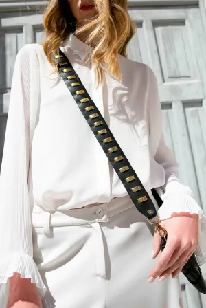 Leather  Gold Studs Bag Strap