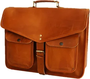 Leather Messenger Bags for Men and Women 16 Inch Laptop Office Briefcase Satchel