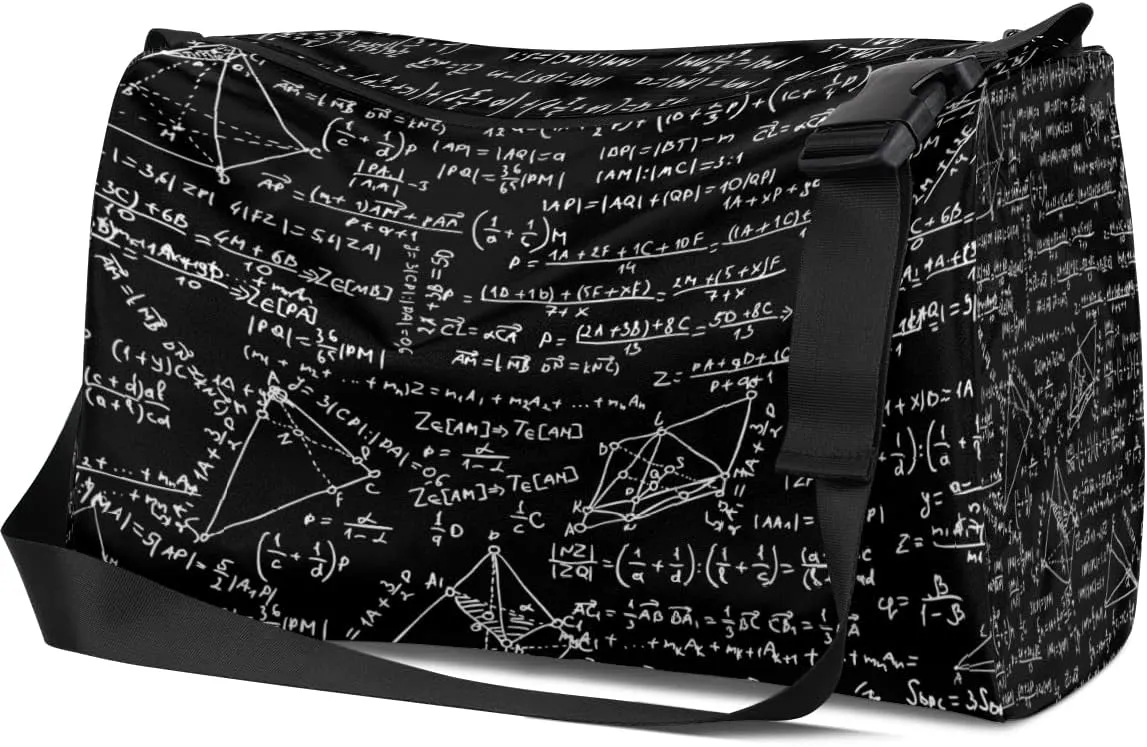 Leather Sport Gym Bag Complex Mathematical Formula Weekender Bag for Women and Men Carry On Bag Mathematical Formula Travel Duffel Bag
