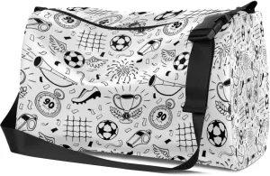 Leather Sport Gym Bag Football Carnival Illustration Weekender Bag for Women and Men Carry On Bag Firework Travel Duffel Bag