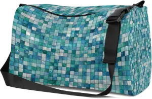 Leather Sport Gym Bag Tile Texture Pattern Weekender Bag for Women and Men Carry On Bag Vintage Tiles Travel Duffel Bag