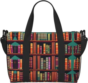 Library Bookshelf Versatile Personal Item Travel Bags for Women - Spacious Duffel Bags for Traveling, Gym Bags for Men