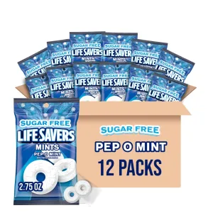 LIFE SAVERS Breath Mints Sugar-Free - Pep O Mint Hard Candy, 2.75 oz Bag (Pack of 12), LIFE SAVERS Candy Mints